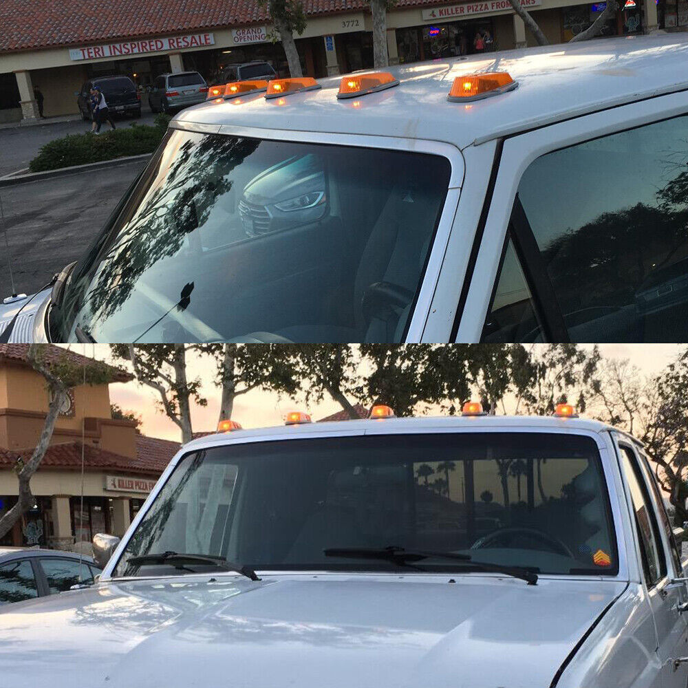 5 Amber Cab Marker Lights and Roof Running Lights for 1973-1997 F150, F250, and F350 n
