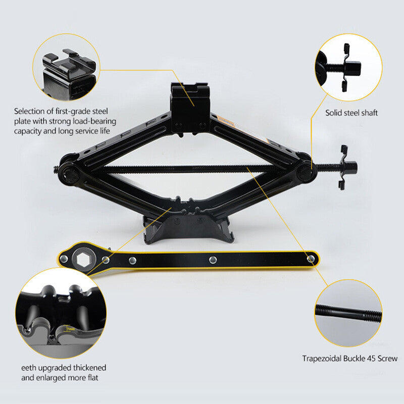 3 Ton Tonne Scissor Wind Up Jack Lift Wind Up Car Van Crank Speed Handle Black