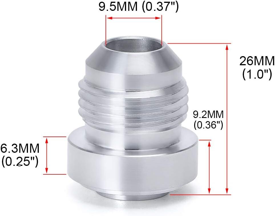 4Pcs AN8 -8AN Male Billet Steel Weld On Fitting/Adapter 6061-T6 Aluminum Alloy