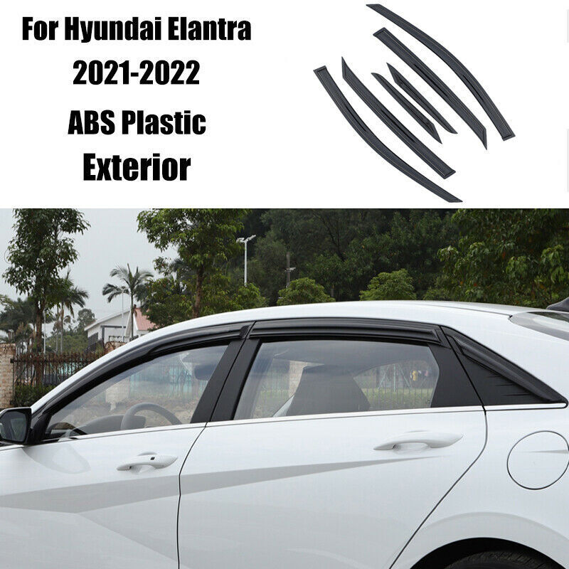 Black Window Visor Sun Rain Guard Vent Shade trim for Hyundai for Elantra 2021-2024
