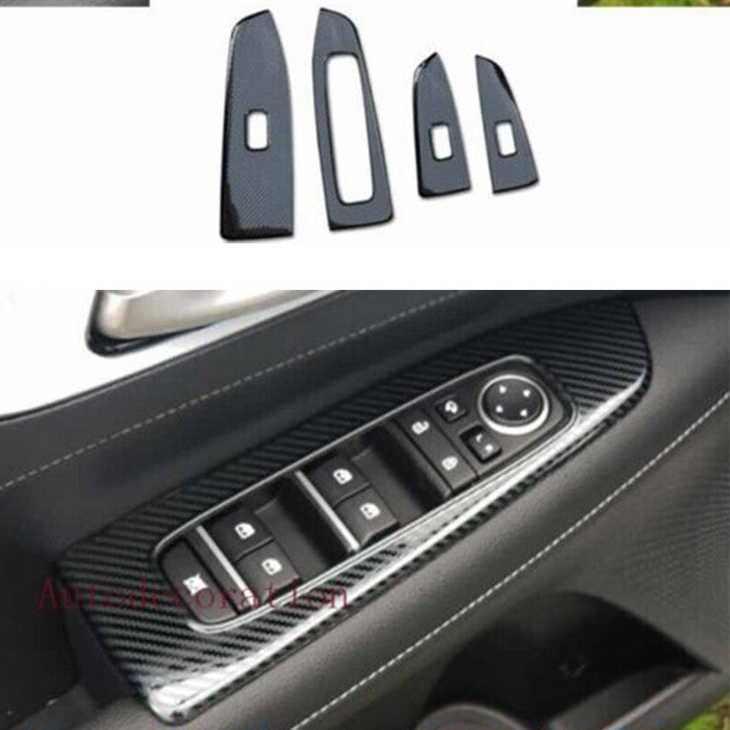 Carbon Fiber Steel Window Lift Panel Switch Cover Trim for Kia Forte K3 19-2022