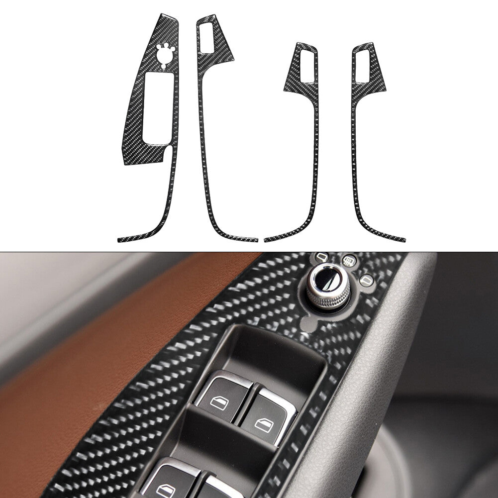4X Carbon Fiber Window Regulator Knob Trim for Audi Q5 2009-2017