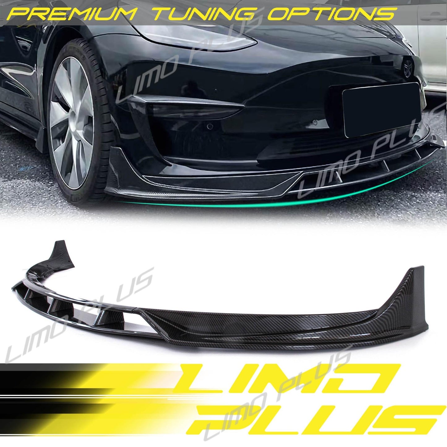 For 2017-2023 for Tesla Model 3 Cabon Fiber ABS Front Bumper Lip Spoiler Splitter Q