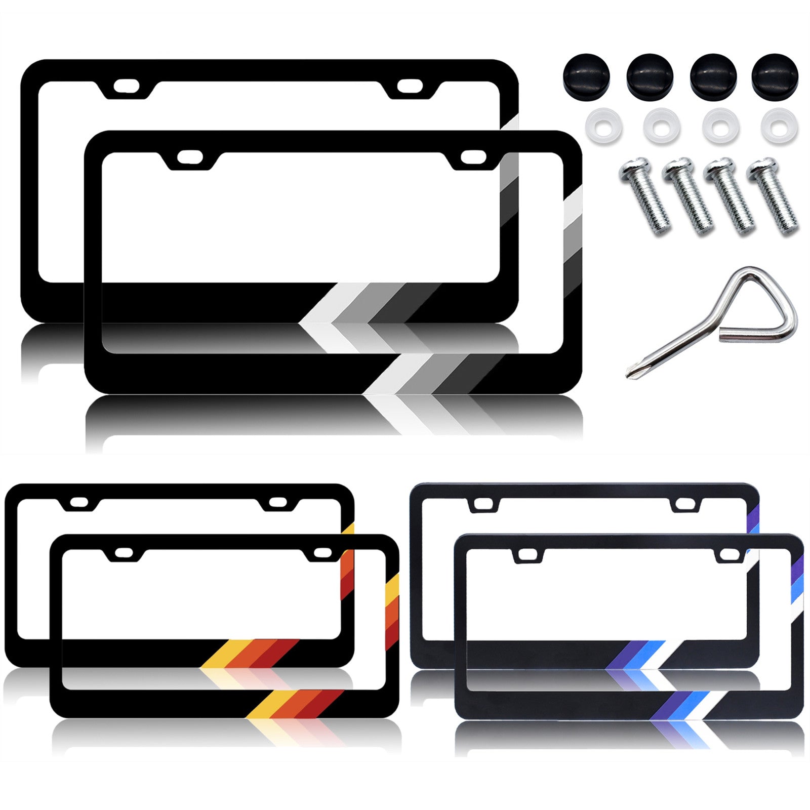 2pcs for Toyota Accessories 3 Tri Color License Plate Frame Front / Rear Covers Q
