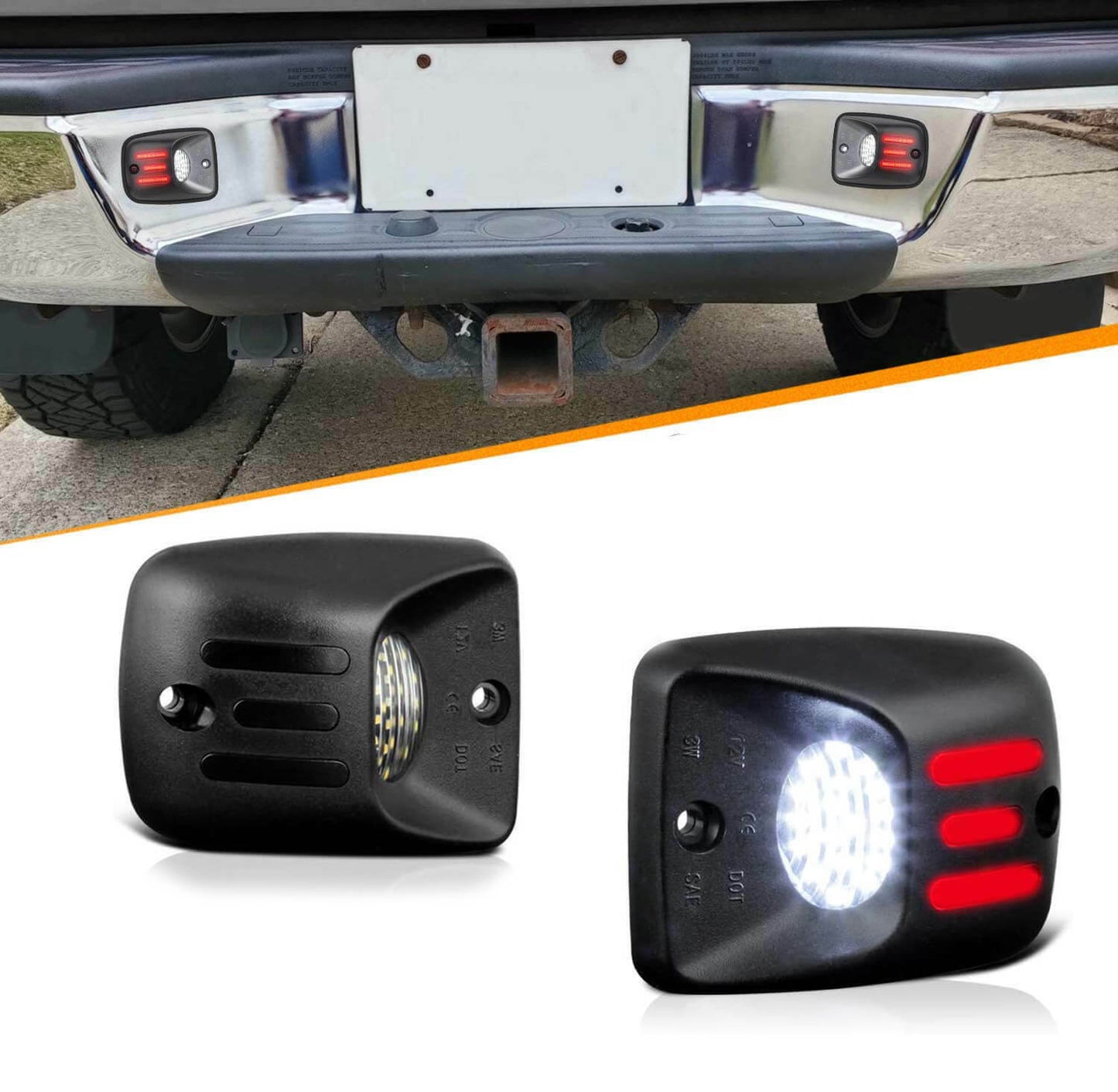 2. Red tube LED license plate label light accessories for 1995-2004 Tacoma cabs. n