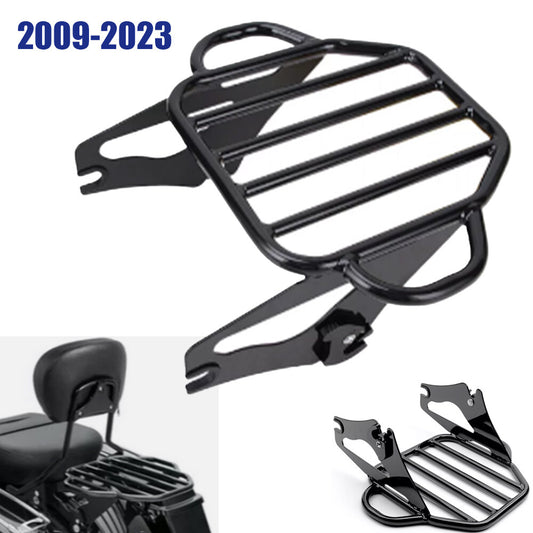 Two-Up Detachable Luggage Rack for Harley Road, King Street, Glide 2009-2023, Black - n