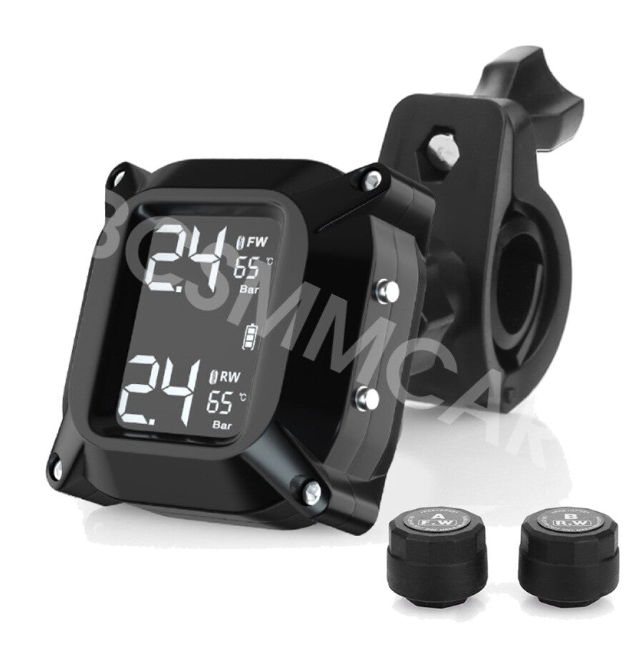 Motorcycle TPMS LCD Wireless Tyre Temperature Tire Pressure Monitor Alarm System