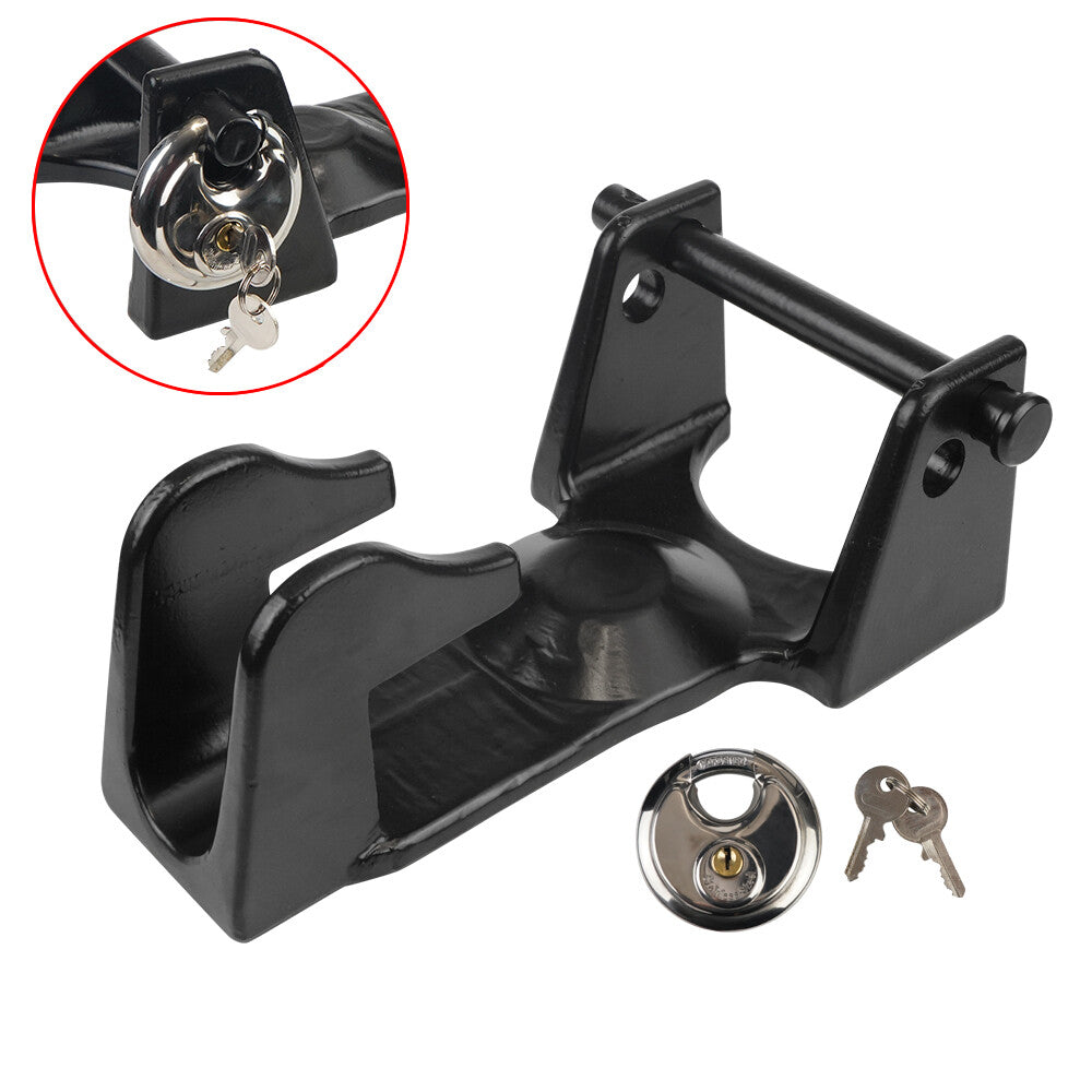 TL-50 Gooseneck Hitch Lock W/Key Padlock for RVs Livestock Hauler Trailer Black Q