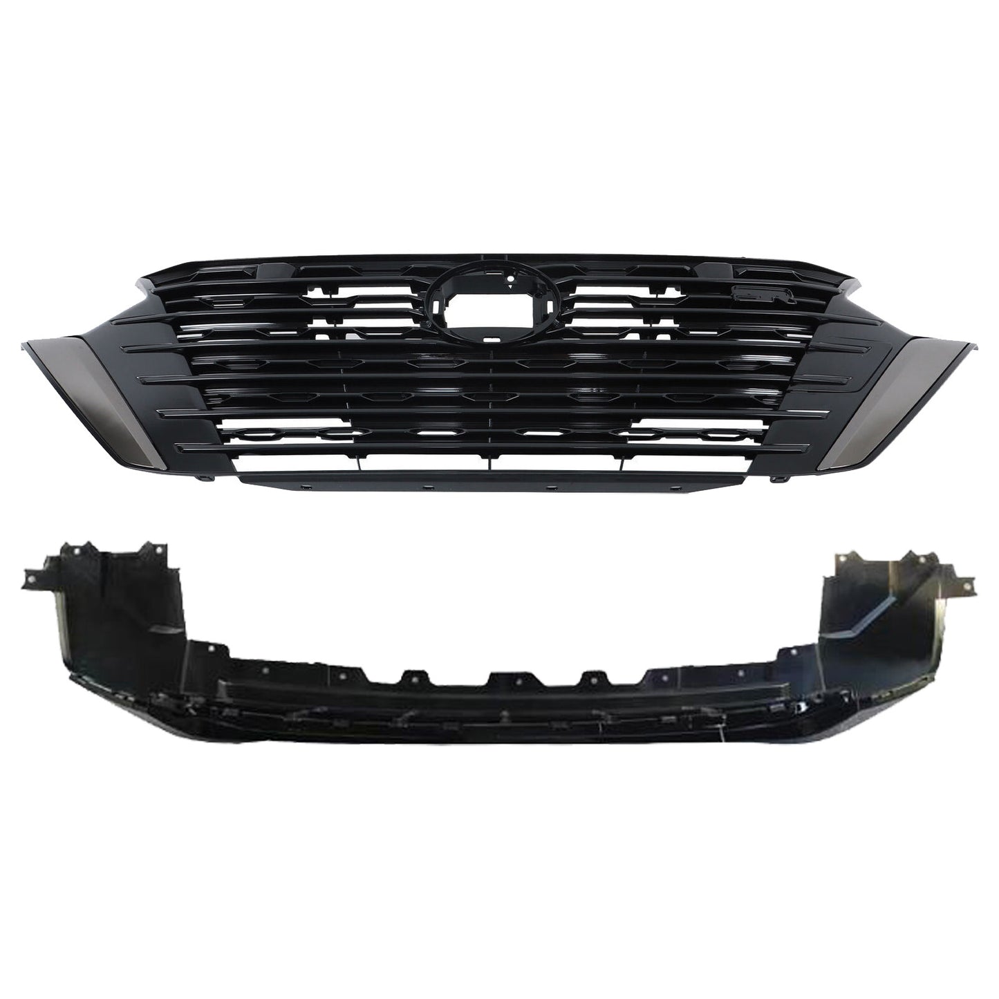 Front Bumper Upper Grille Lower Grille Gloss For 2024-2025 for Nissan Sentra S SV