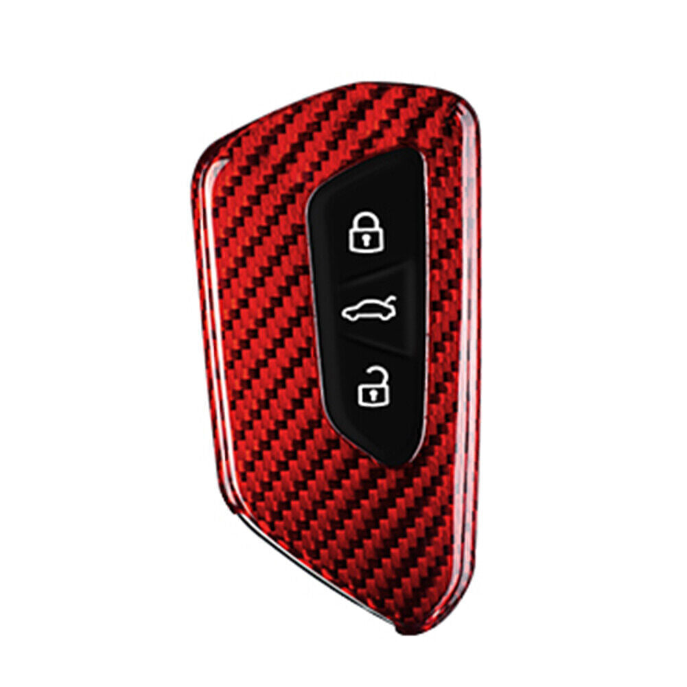 Red Carbon Fiber Look Remote Key Holder Cover Case Fit for VW for Golf MK8 2020-2021 Q