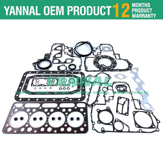 Overhaul gasket kit for V1701, upper and lower parts, suitable for excavator and loader engines.