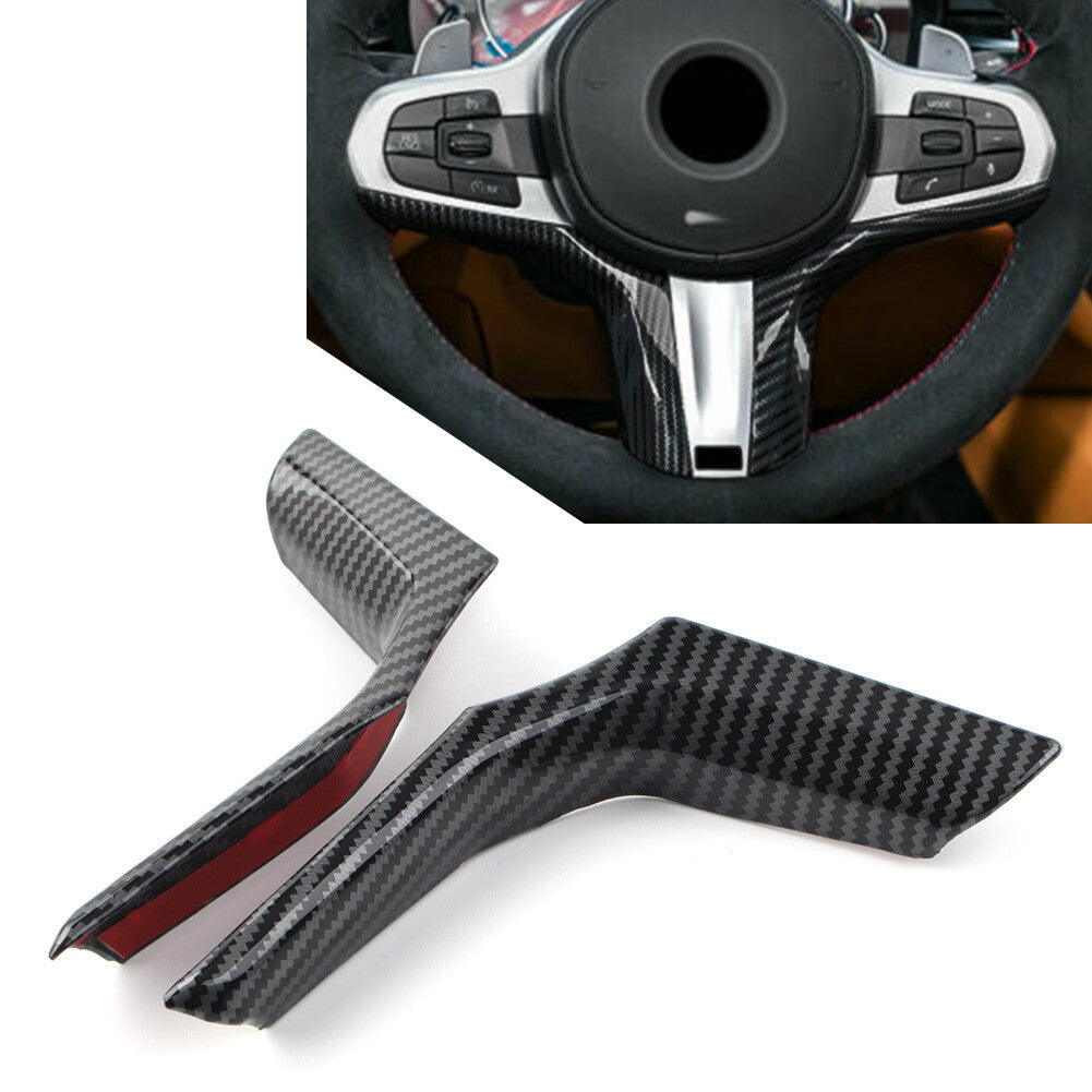 for BMW 3 Series G20 2019-2021 2x Carbon Fiber Steering Wheel Cover Decor Trim Q