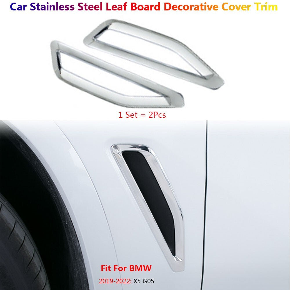 Stainless Exterior Car Side Fender Air Vent Cover Trims for BMW X5 G05 2019-2022