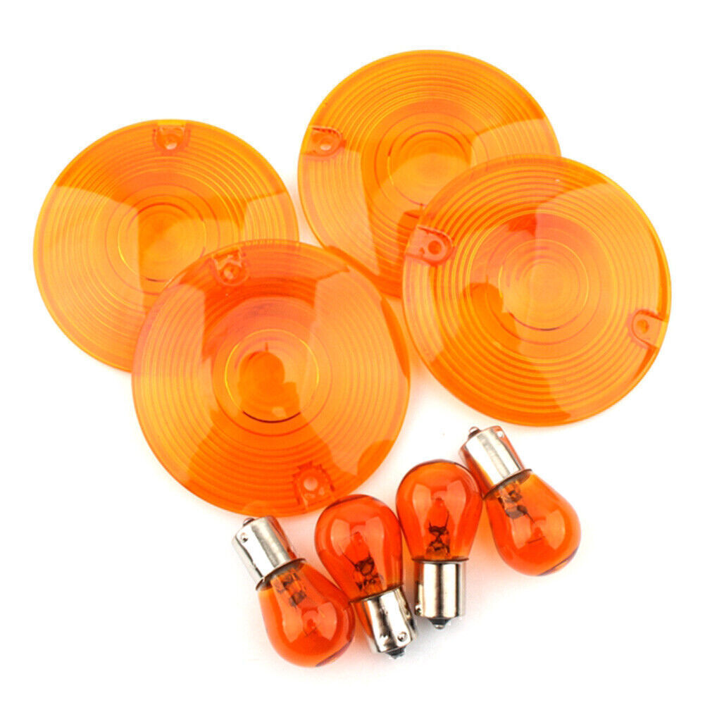 Turn Signal Light Cover Yellow Lens Amber Bulb Fit Heritage Softail FLST FLSTI Q