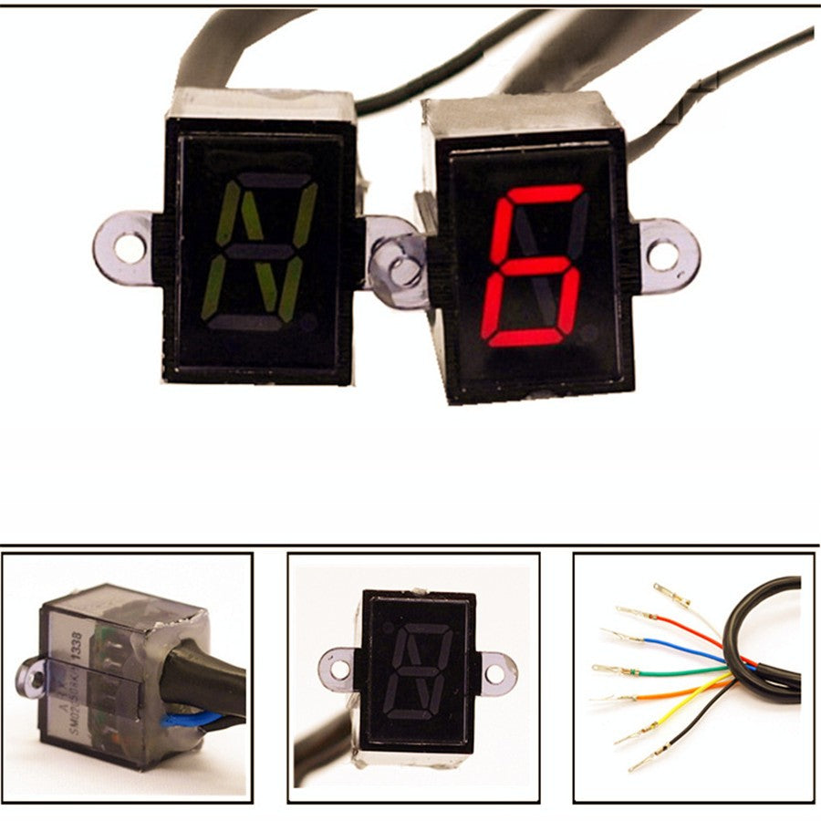 6 Speed N-6 Digital Gear Indicator Motorcycle Refit LED Gear Display Universal Q