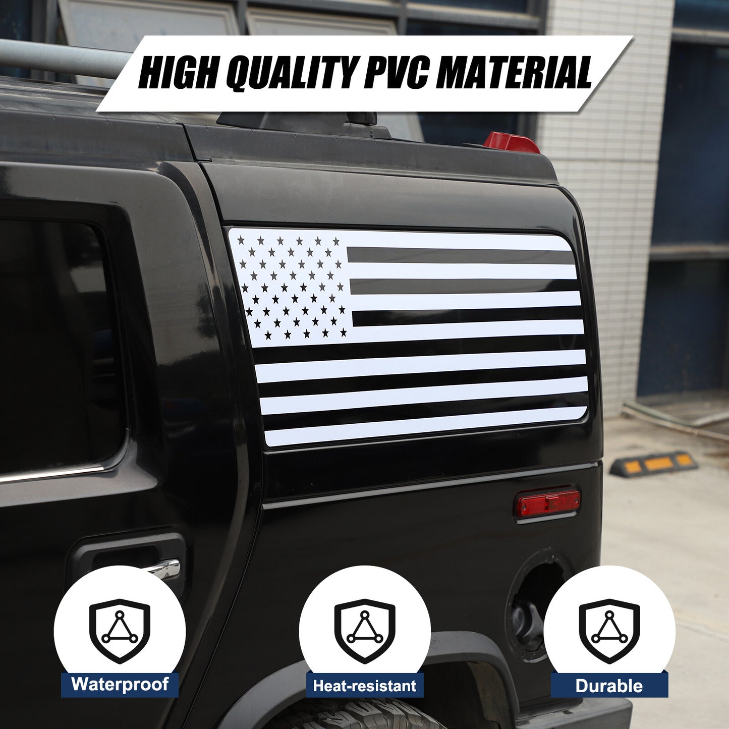 American flag with mountain pass decal - suitable for Hummer H2 2003 - 09 American window white 2-piece set - n