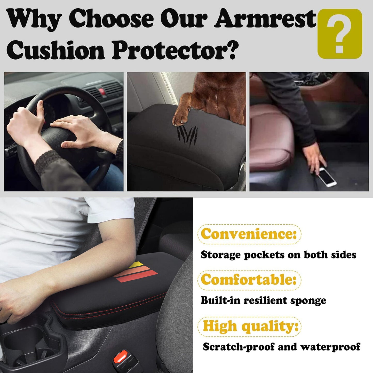 Red stitched leather center console armrest cover for RAV4 2019-2024 n