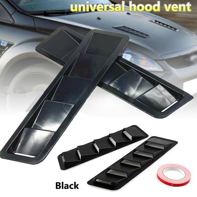 2Pcs Car Hood Vent Louver Scoop Cover Air Flow Intake Cooling Panel Trim Black