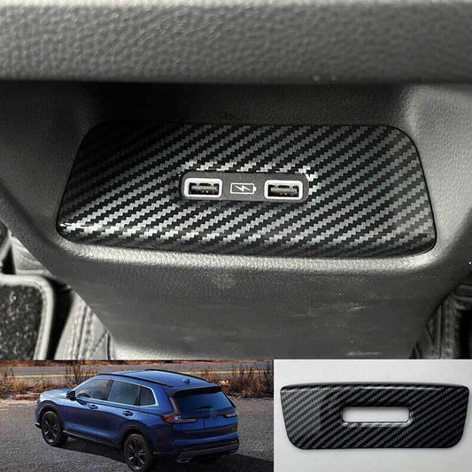 for Honda CR-V 2023-2024 Carbon Fiber Rear USB Socket Charger Panle Cover Trim
