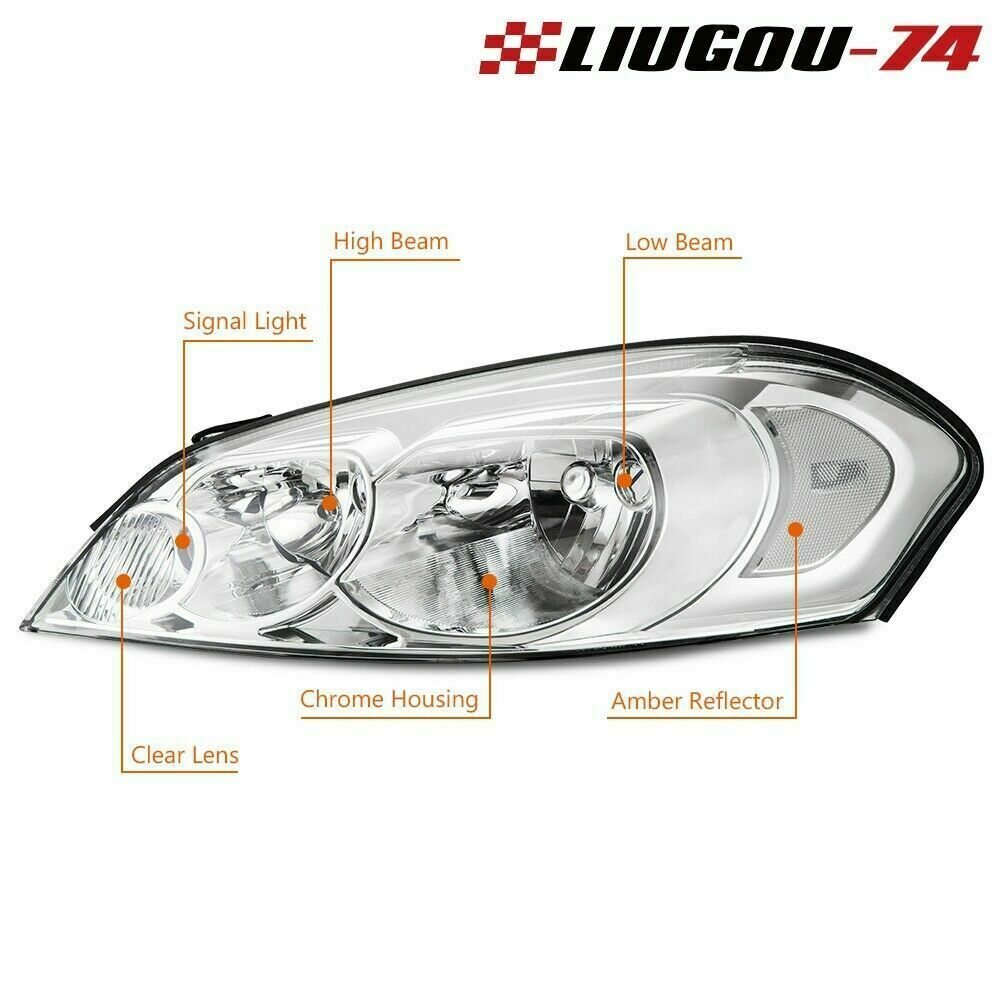 Clear for CHRome Headlight Replacement for 06-13 Impala/06-07 Monte Carlo - v