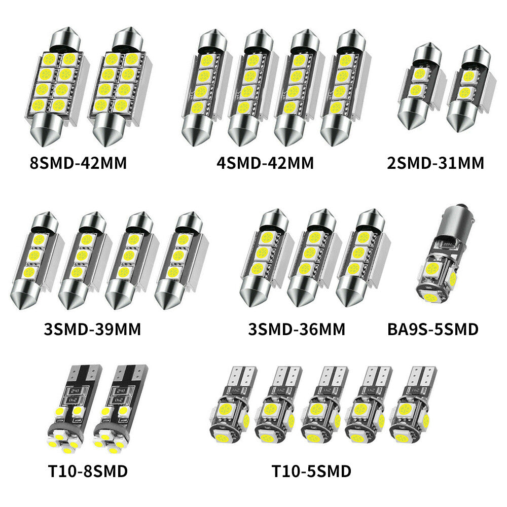 23-Piece White Car SUV Interior LED Light Dome License Plate Mixed Bulb Set - n