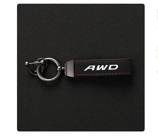 Suitable for Volvo AWD car keychains, key rings, suede leather horseshoe buckles