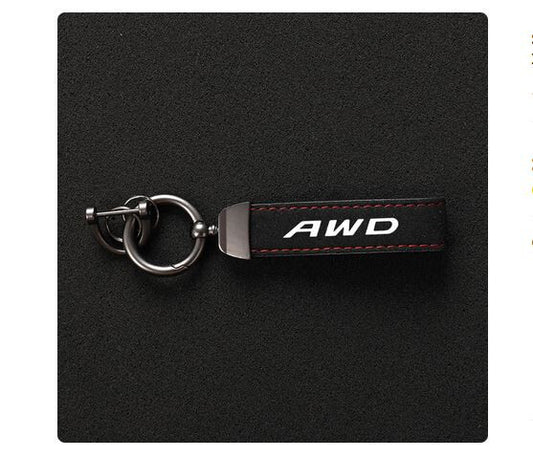 Suitable for Volvo AWD car keychains, key rings, suede leather horseshoe buckles