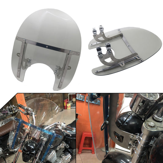 Motorcycle Tea Deflector Windshield Windscreen W/ 33-43mm Front Fork Tube Mount Q