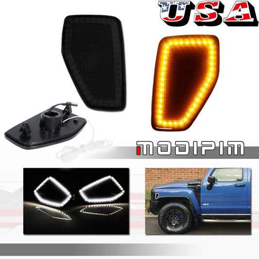 Switchback LED Front Fender Side Marker Indicator Lights for 2006 - 2010 for HUMMER H3- v