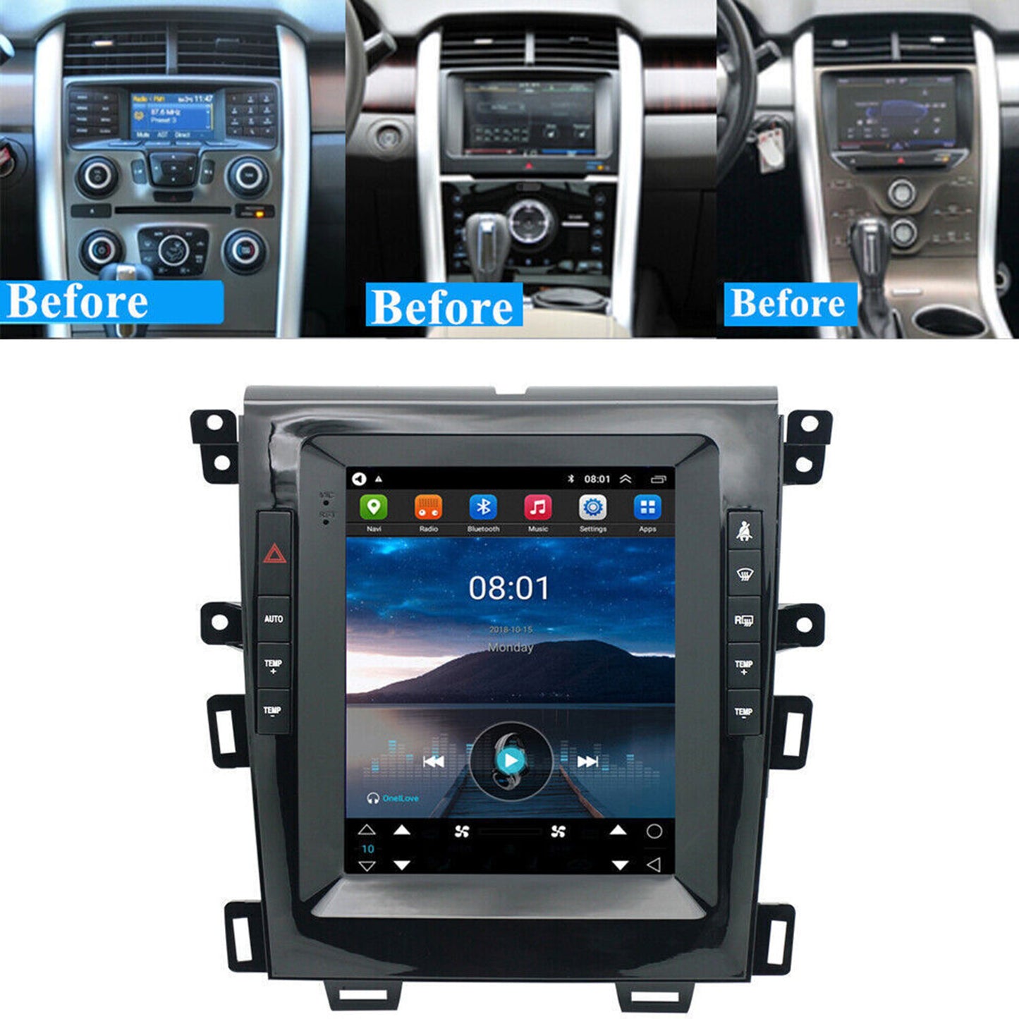 9.7 for Ford Edge 2010-15 Android 12 Car Vertical Stereo Radio Navi GPS FM WiFi