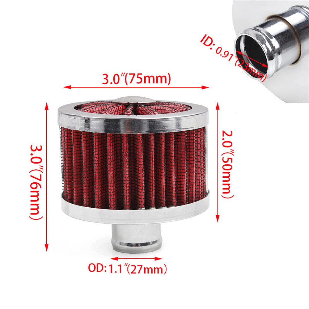 2x Red Extra Flow 1 to 1-1/4 Push In Valve Cover Baffle Breather Vent Filter