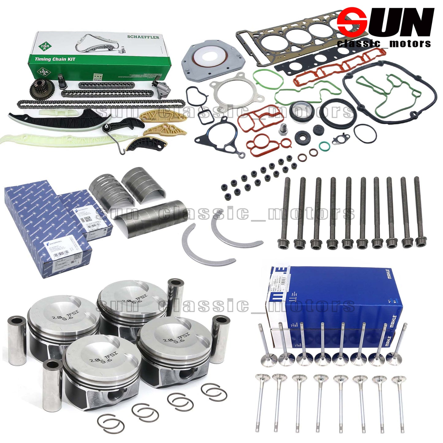 Engine rebuild and overhaul kit, oversized 83.01 mm (+0.5) for Audi 2.0 TFSI EA888-