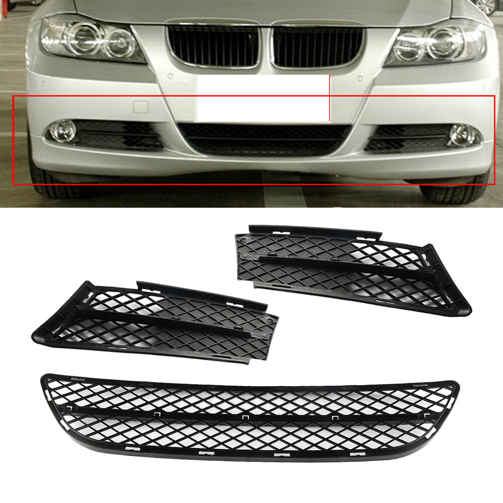 3pcs Front Lower Bumper Grille Cover for 2006-2008 for BMW 3-Series 325i 328i 330i