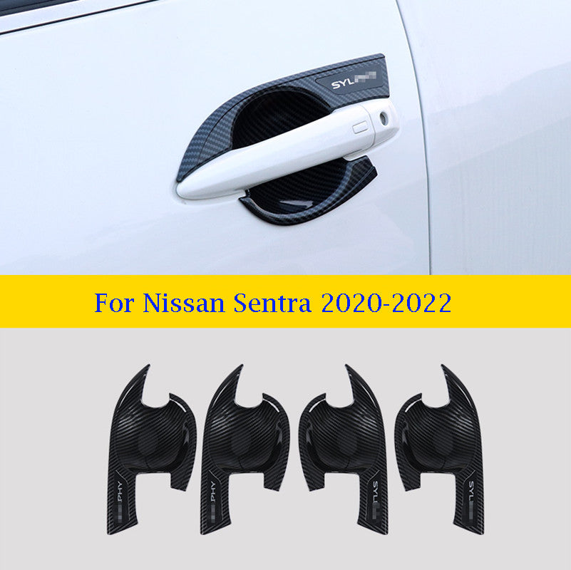 for Nissan Sentra 2020-2022 Carbon Fiber Exterior Door Handle Bowl Cover Trim