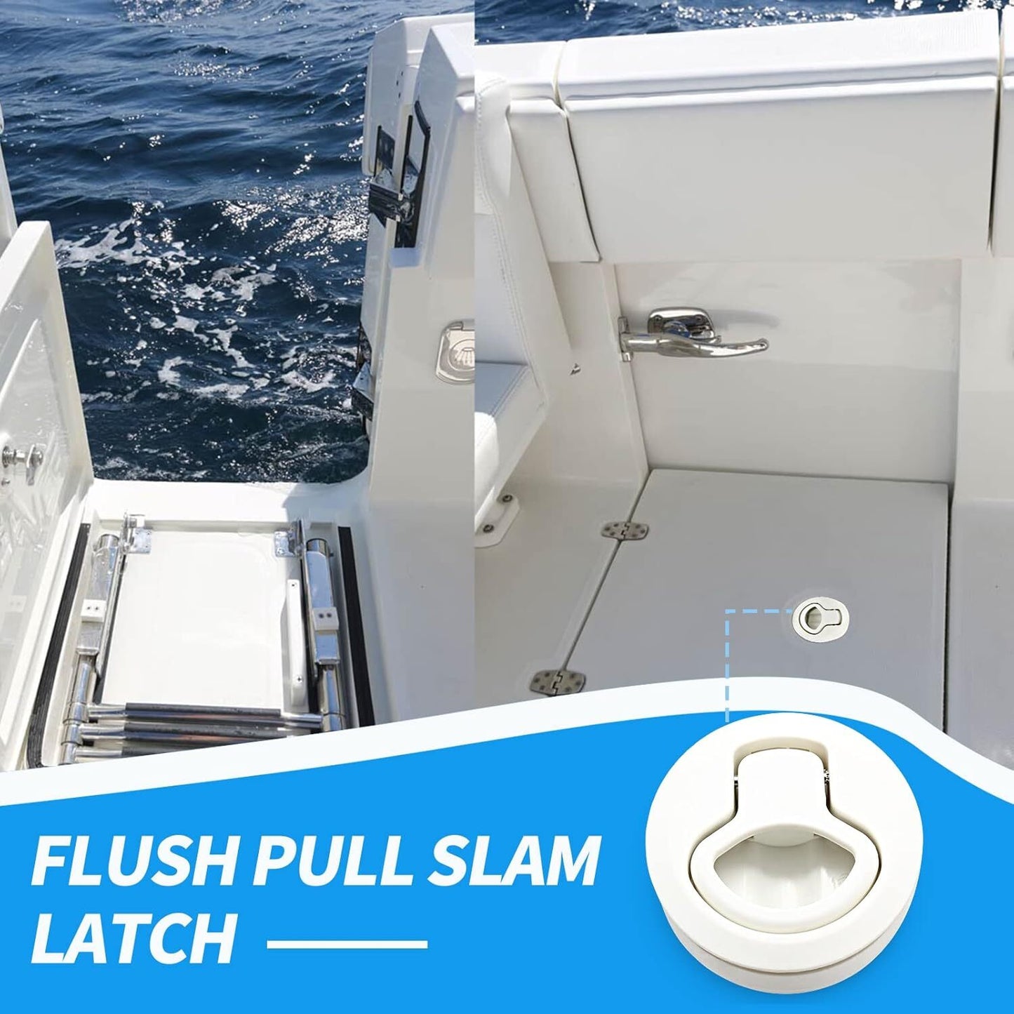 2-Pack White 2-Inch Punch-Pull Grand Slam Latch for Marine Deck Doors - n