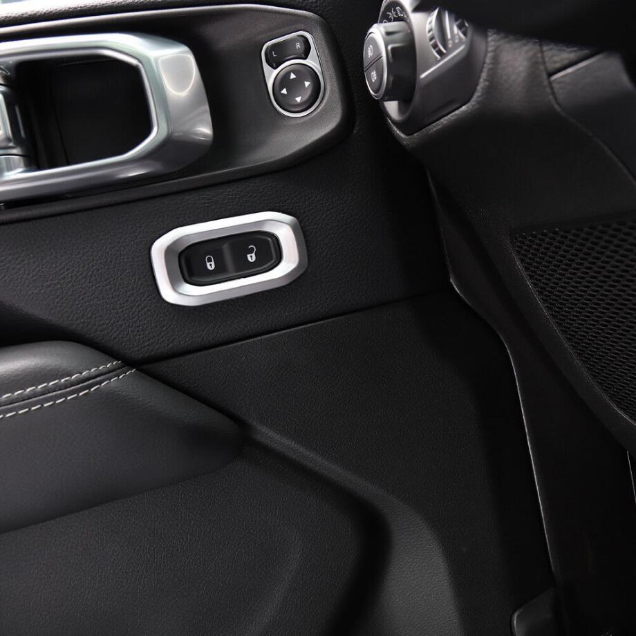 Inner Door Lock Switch Trim Cover Accessories for Jeep for Wrangler JL 18-23 Silver v