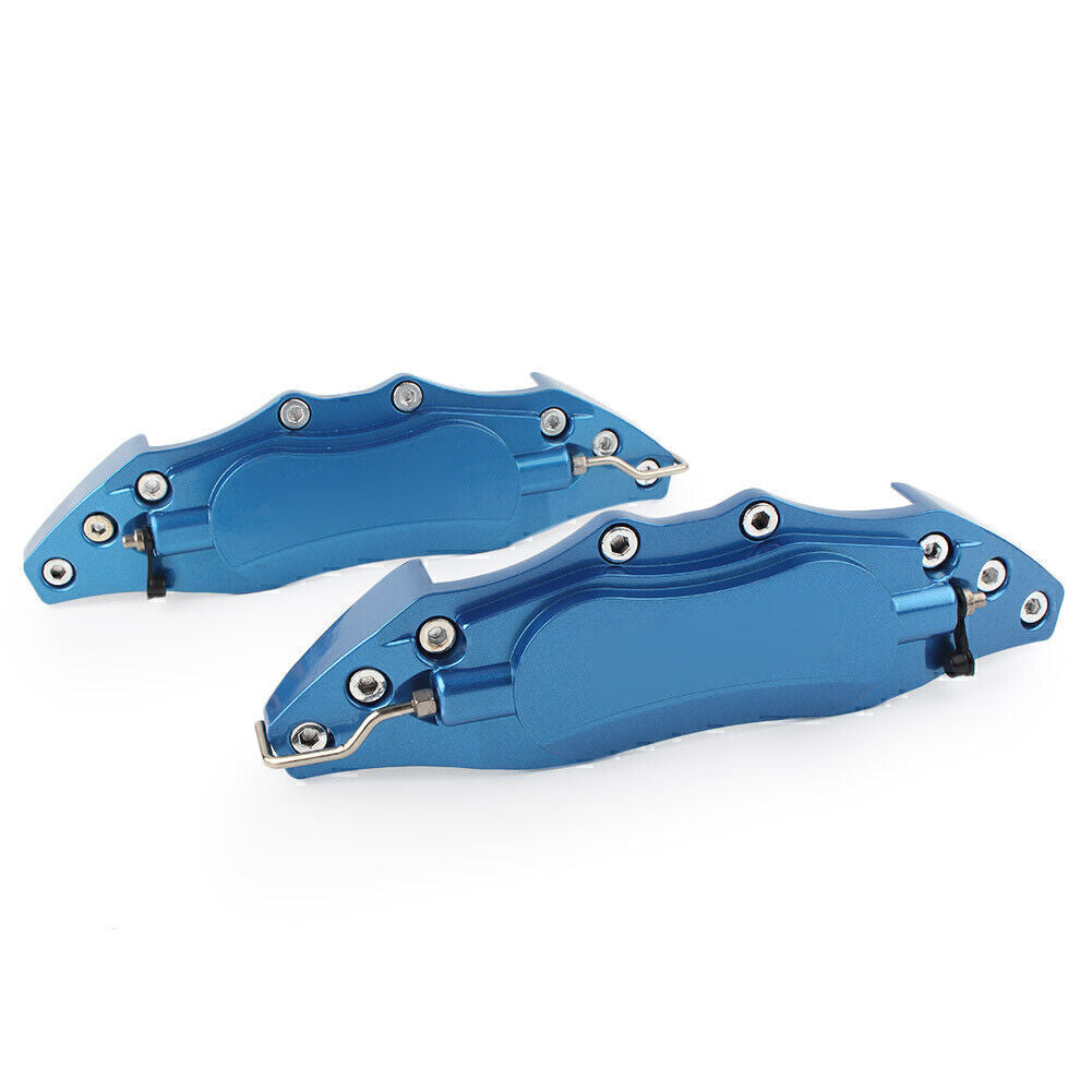 2x Car 3D Style Metal Brake Caliper Covers Universal Front & Rear Large Blue Q
