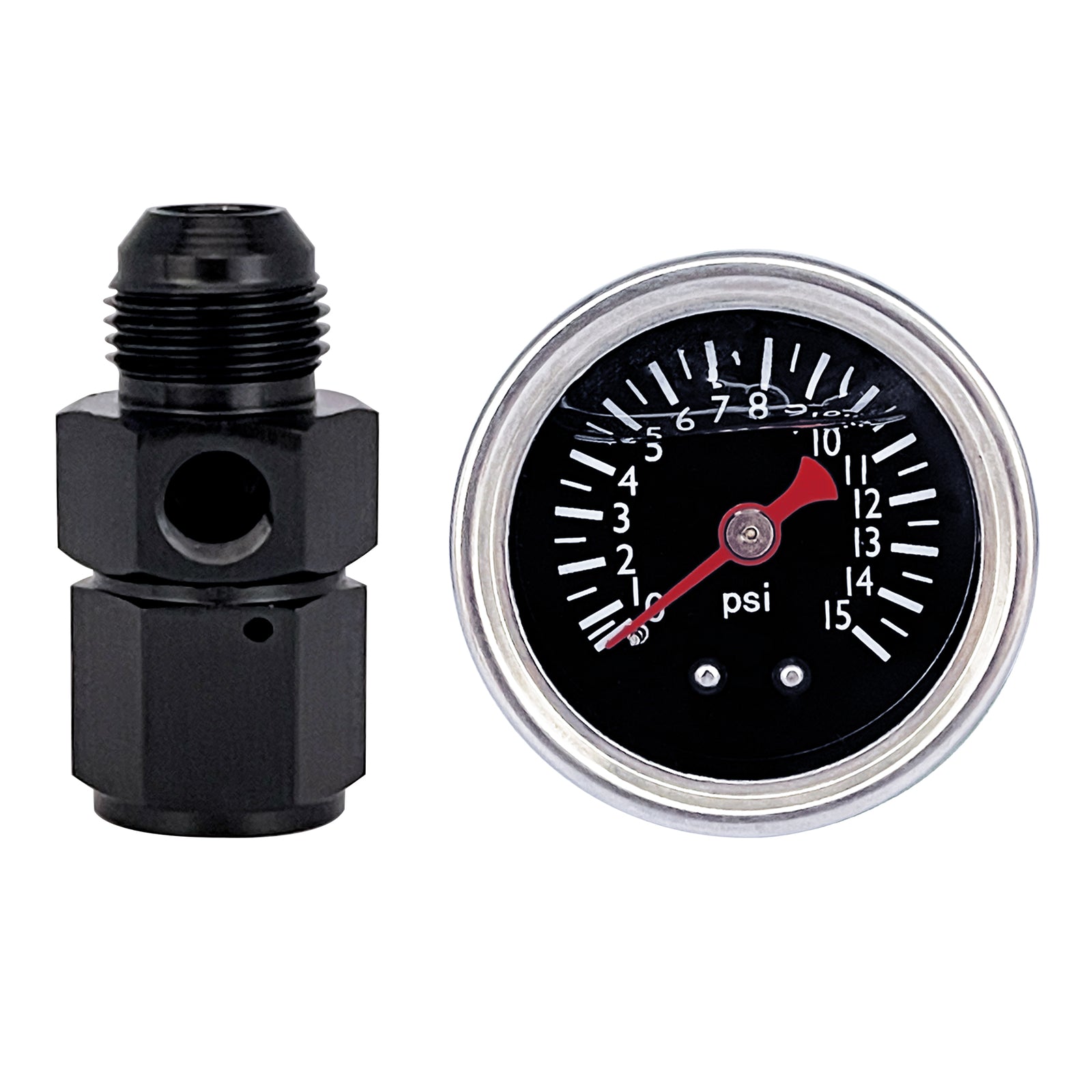 Liquid 0-15psi Fuel Pressure Gauge Regulator Gauge 1/8 NPT W/ 8AN Adapter