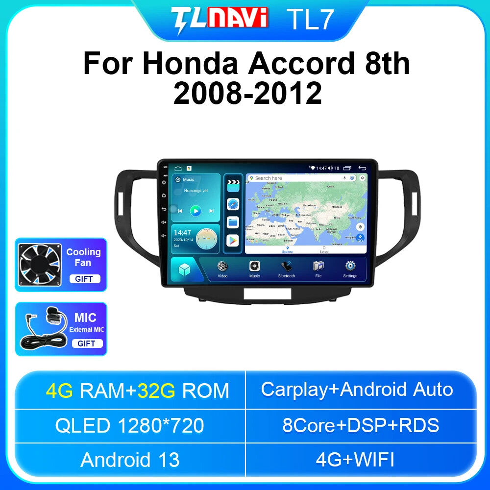 for Honda for Accord 8 Euro Edition 2008-2012 Car Radio GPS Multimedia Player Screen