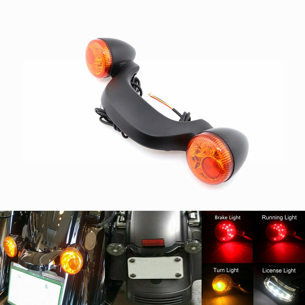 Black LED Bullet Rear Brake Light Bar Turn Signal for Harley Street Road Glide Q