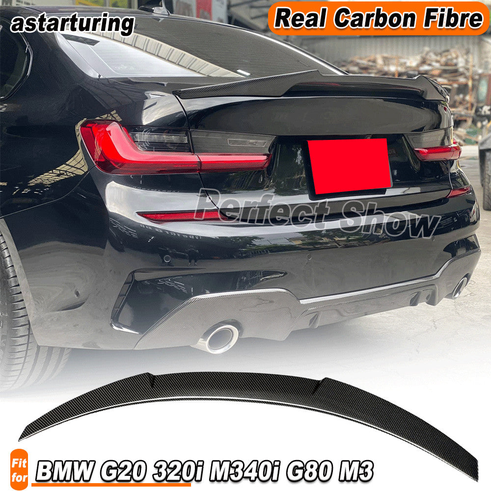for BMW G20 320i M340i G80 M3 2019-2023 REAL CARBON Rear Trunk Spoiler Wing Lip
