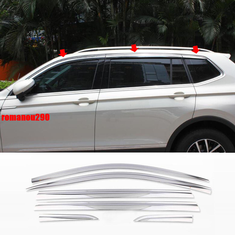 6X for VW for Tiguan 2018-2023 ABS Chrome Window Visor Vent Shades Sun Rain Guard
