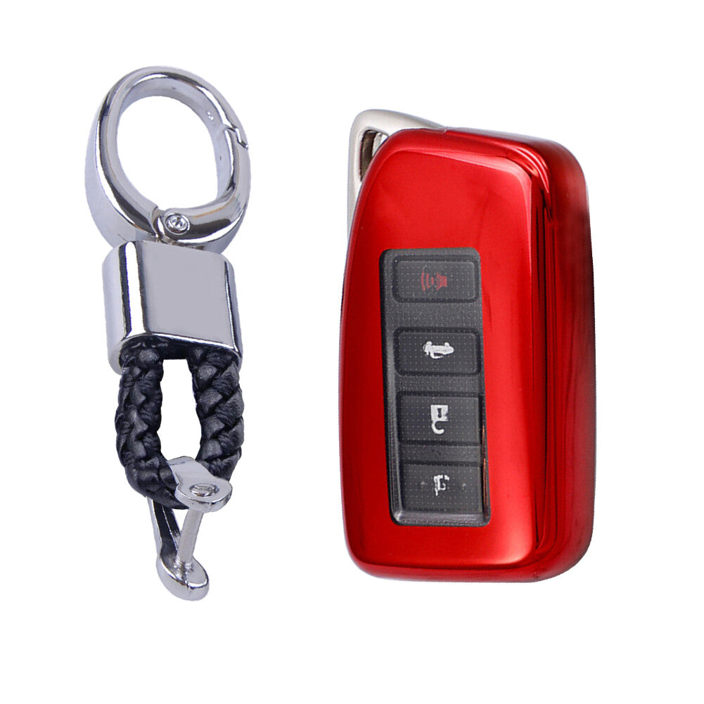 Chrome Red for Smart Key Fob Cover Case Chain Ring Fit for Lexus for ES RX IS GS LX NX