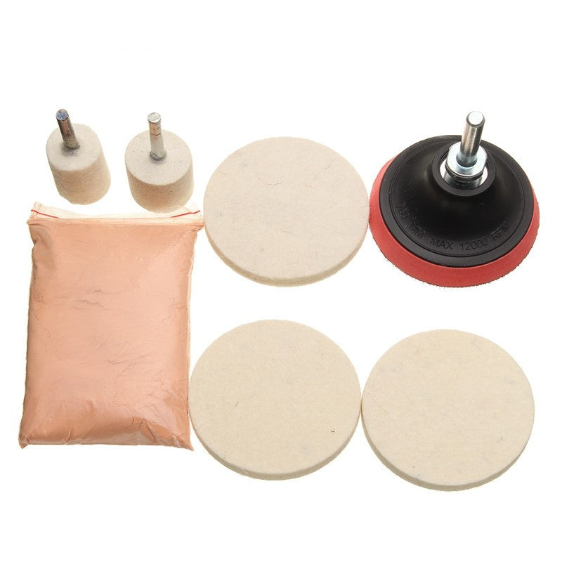 Car Glass Scratch Removal Polishing Kit 230g Cerium Oxide Powder + 3 Polish Pad