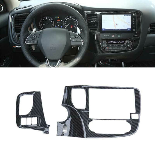 for Mitsubishi Outlander 13-21 Carbon Fiber Middle Console Navigation Panel Trim