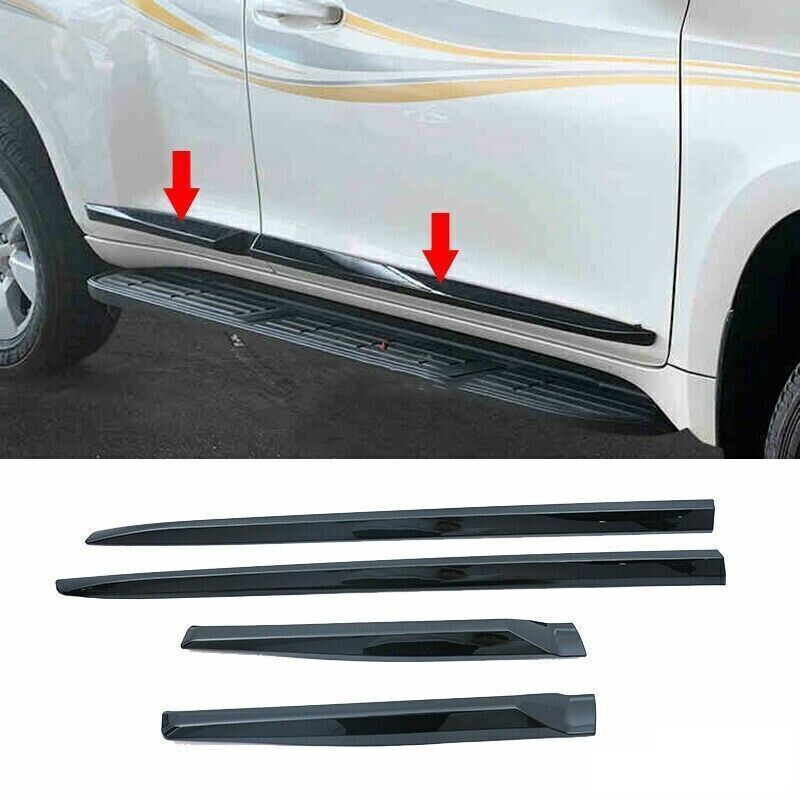 for Toyota Prado LC150 2010-2021 Side Door Body Molding Trims ABS Piano Black 4X