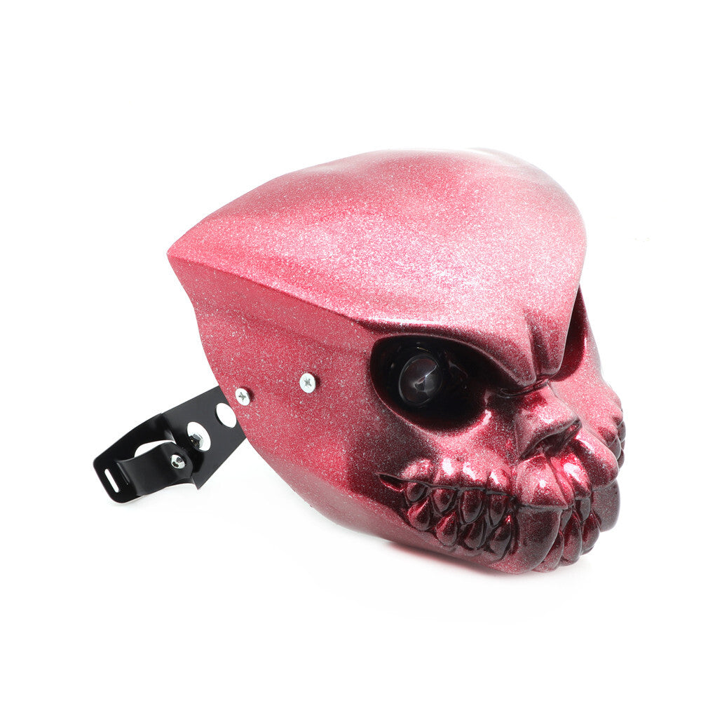 Motorcycle LED Skull Headlight Lamp With 28-41mm Fork Mount Bracket for Harley Q