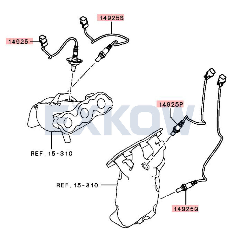 4X Oxygen Sensor for Mitsubishi Outlander 3.0L CW6W GF4W 2005- 1588A148 1588A081 Q