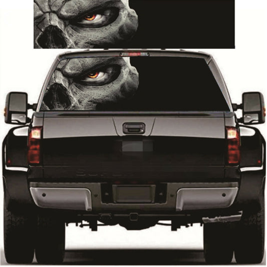 Car Truck Pickup Rear Window Perforated Sticker Tint Decal Skull Graphics Trims