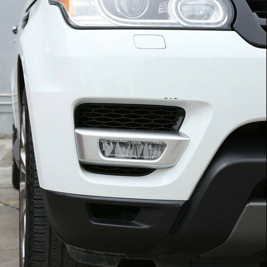 2-Piece Front Bumper Fog Light ABS Protective Cover for Land Rover for Range Rover Sport 2014-17 Silver